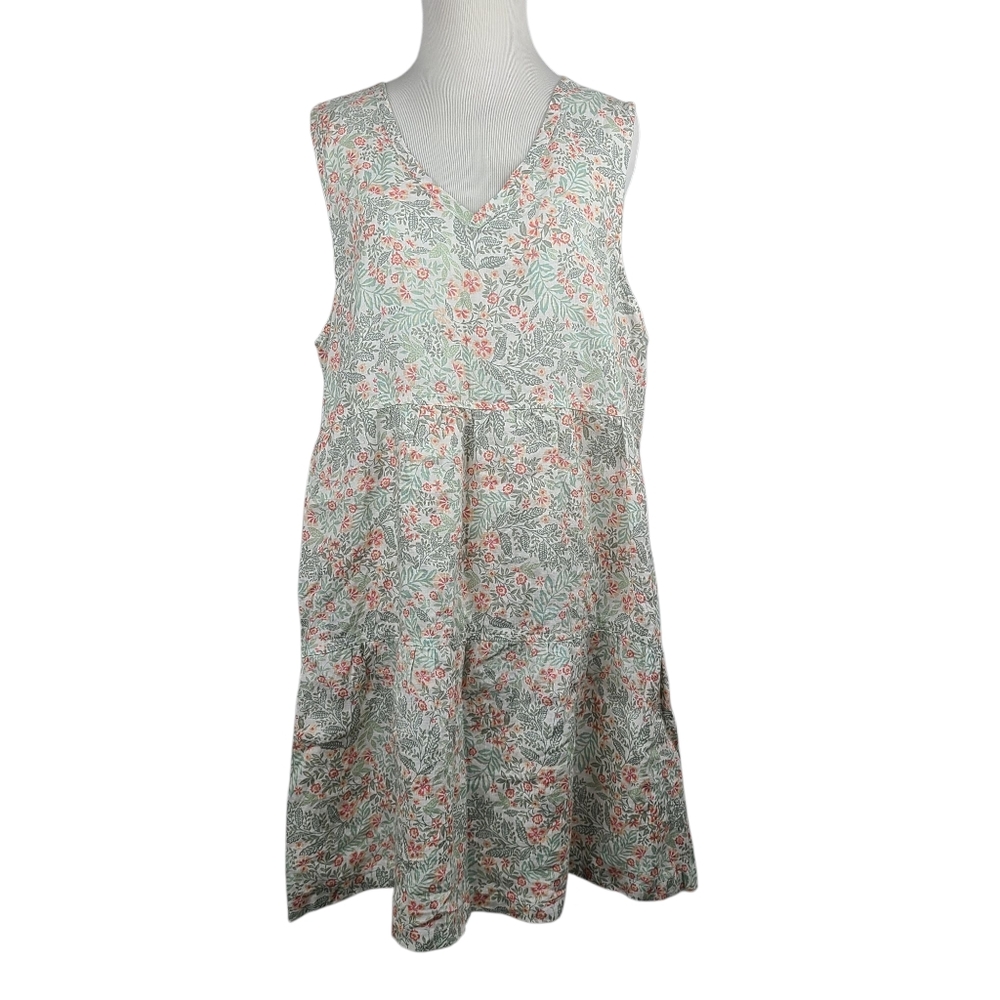 Joie 100% Linen Floral Sleeveless Tiered Dress Women's Size XL